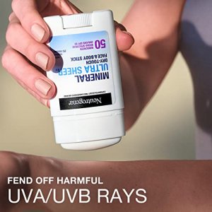 Neutrogena Ultra Sheer Dry Touch SPF 50 Mineral Sunscreen Stick for Sensitive Skin, Face & Body Sunscreen with Zinc Oxide & Vitamin E, No White Resid