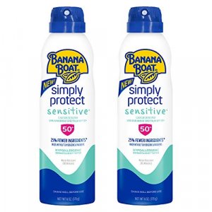 Banana Boat Mineral Enriched Sunscreen, Sensitive Skin, Broad Spectrum Spray, SPF 50, 6oz. - Twin Pack