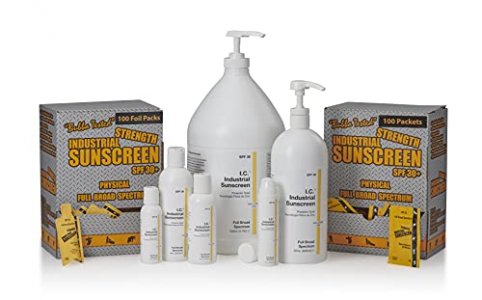 Box of 100-5ML Packet Industrial Zinc Oxide Sunscreen SPF30+, Full Broad Spectrum, Rubs in Clear, Protects Immediately, 80-min Water Resistance. Anti