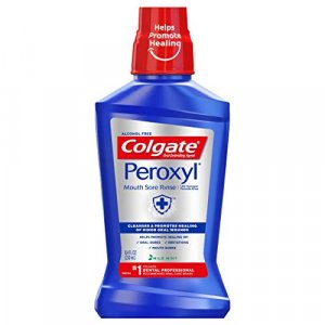 Colgate Peroxyl Antiseptic Mouth Sore Rinse, Mild Mint - 250mL, 8.4 fluid Oz