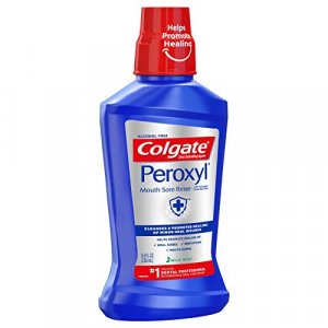 Colgate Peroxyl Antiseptic Mouth Sore Rinse, Mild Mint - 250mL, 8.4 fluid Oz