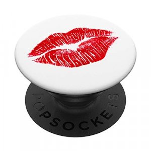 Sexy Red Lips Lipstick Girl Kiss on White PopSockets Swappable PopGrip