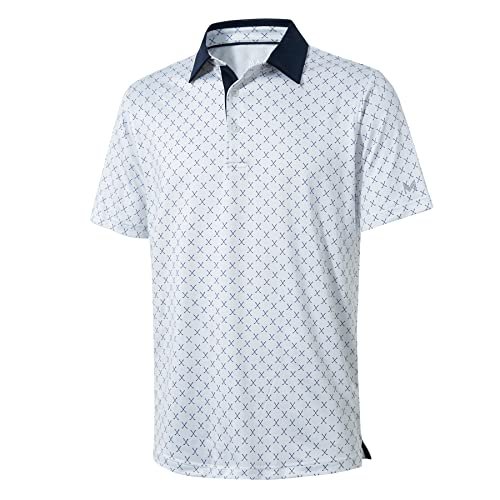 Golf Shirts For Men Dry Fit Short Sleeve Print Performance Moisture Wicking  Polo Shirt White - Imported Products from USA - iBhejo