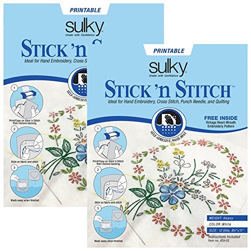 Bundle of 2 Packages of Stick N Stitch Self Adhesive Wash Away Stabilizer  Twelve sheets of 8-1/2 x 11 - Imported Products from USA - iBhejo