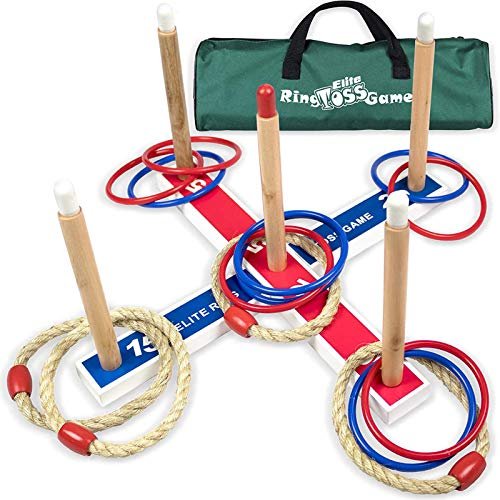  MABUA Ring Toss Game for Outdoor - 25 Ropes, 5 Pegs,1 Carry Bag  - Yard, Outdoor Games for Adults and Family – Ring Toss Rings, Backyard,  Horse, Fun, Lawn, Outside, Indoor