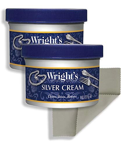 Wright's Silver Cleaner and Polish Cream - 8 Ounce 2 Pack with Polishing  Cloth - Ammonia-Free - Gently Clean and Remove Tarnish without Scratching 