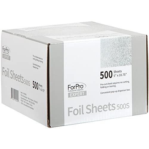 ForPro Professional Collection Embossed Foil Sheets 500S, Aluminum Foil,  Pop-Up Dispenser for Hair Color Application and Highlighting Services, Food