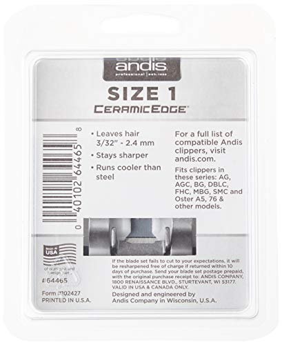 Andis 64465 CeramicEdge Carbon-Infused Detachable Clipper Blade, Size 1,  3/32-Inch Cut Length - Imported Products from USA - iBhejo