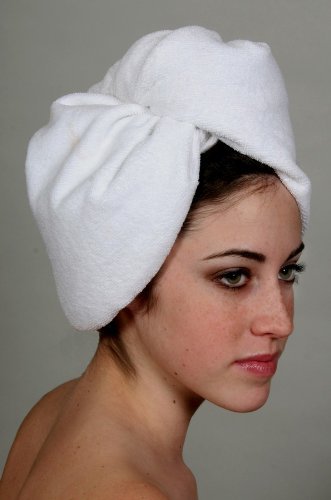 White microfiber hair online towel