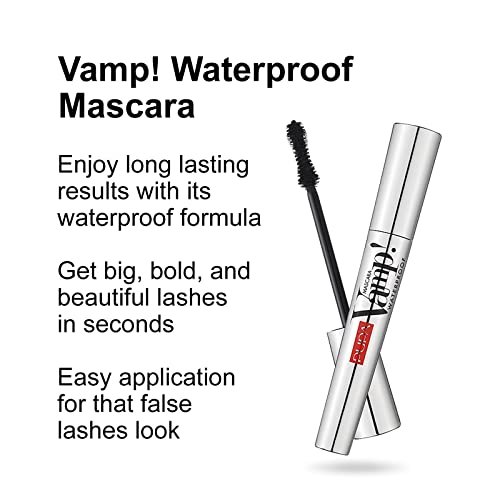 Pupa Milano Vamp! Waterproof Mascara - Add Extreme Volume and Length to  Lashes - Serum-Infused Formula Promotes Thicker Lash Appearance - Smudge