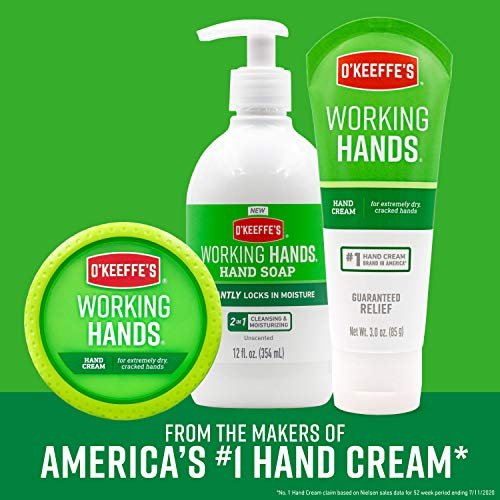 O'Keeffe's Working Hands Moisturizing Hand Soap, 12 oz Pump, Unscented,  (Pack of 2) Unscented 2 Pack