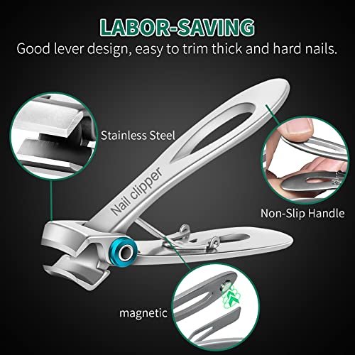 GetUSCart- Nail Clippers,Super-Large Toenail Clippers Cutter Oversized  Fingernail Professional Stainless Steel Toenail Clippers with 15Mm Wide Jaw  Opening Big Size for Women Men and Seniors (Black-L)