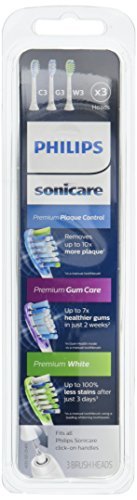 Philips Sonicare Genuine Replacement Toothbrush Heads Variety Pack, C3  Premium Plaque Control, G3 Premium Gum Care & W3 Premium White, 3 Brush  Heads