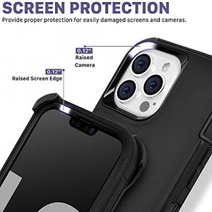 Belt-Clip Holster Case Compatible with iPhone 14 Pro Max, 3-Layer Super Heavy Duty Body Cover, Shock Protection/Dust Proof/Drop Proof Designed for iP