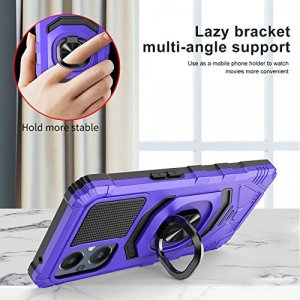 Suordii Case for OnePlus Nord N20 5G with Tempered Glass Screen Protector [2 Pack], Heavy Duty Military-Grade Slim Fit Phone Case with Metal Kickstan