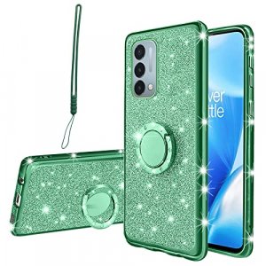 Kudini for OnePlus Nord N200 5G Case, N200 Phone Case for Women Glitter Crystal Soft Clear TPU Luxury Bling Cute Protective Cover with Kickstand Stra