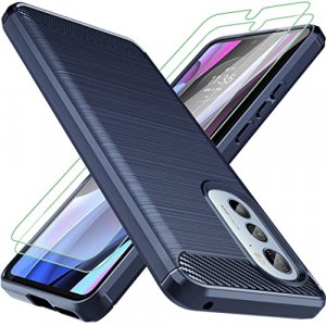 Osophter for Moto Edge 2022 Case with 2pcs Screen Protector Shock-Absorption Flexible TPU Rubber Protective Cell Phone Cover for Motorola Moto Edge 2