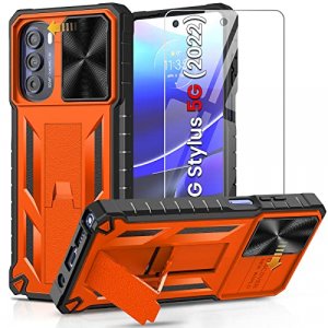 for Motorola Moto G-Stylus 5G-2022 Case: Military Grade Drop Proof Protection Cover with Kickstand | Matte Textured Rugged Shockproof TPU | Protectiv