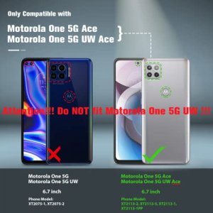 for Motorola One 5G Ace (One 5G UW Ace) Case: Dual Layer Protective Heavy Duty Cell Phone Cover Shockproof Rugged with Non Slip Textured Back - Milit