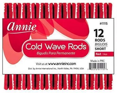 Annie- Short Cold Wave Rods with Rubber Band - Hair Curling and Perm Styling - Red - Set of (3) Packs of 12 (36 Pieces)