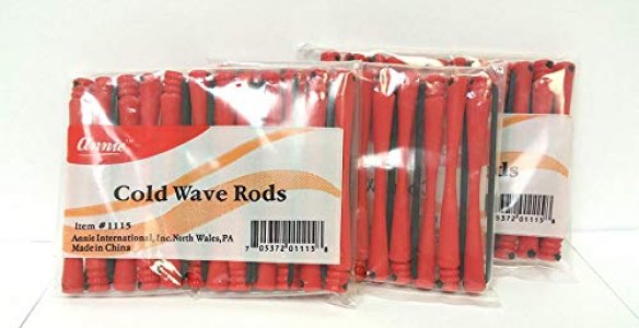Annie- Short Cold Wave Rods with Rubber Band - Hair Curling and Perm Styling - Red - Set of (3) Packs of 12 (36 Pieces)