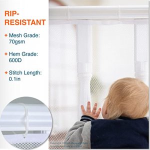 Roving Cove Stair Banister Guard 10ft x 3ft, Railing Safety Net for Baby Proofing, Child Safety Gate Cover, Balcony Mesh Netting, Pearl White