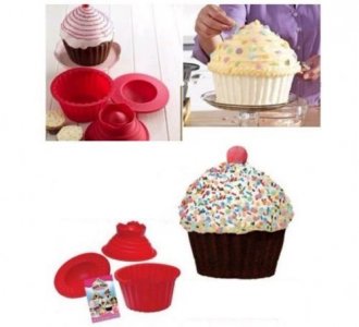 eoocvt 3 Pack Giant Big Silicone Cupcake Cake Mould Top Cupcake Bake Set Baking Mold