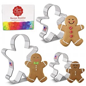 Ann Clark Cookie Cutters 3 Piece Gingerbread Man Cookie Cutter Set with Recipe Booklet, 2.9