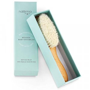 Natemia Quality Wooden Baby Hair Brush for Newborns & Toddlers | Natural Soft Goat Bristles | Ideal for Cradle Cap | Perfect Baby Registry Gift