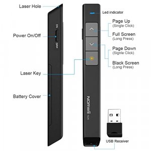 NORWII N26 Red Laser Pointer Presentation Clicker, 330FT Wireless Presenter Remote PowerPoint Clicker for Presentation Pointer Presenter PPT Clicker 