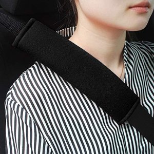 GAMPRO Car Seat Belt Pad Cover kit, 2-Pack Black Cotton Soft Car Safety Seat Belt Strap Shoulder Pad for Adults and Children?Useful Shoulder Sui