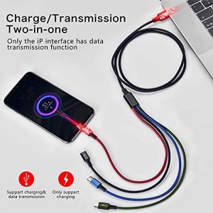 Multi Charger Cable 3.5A MINLU [2Pack 6Ft] 4 in 1 USB Fast Charging Cable with 2 * iP/Type C/Micro USB Ports Adapter for Phone 13 12 11 Xs Xr X 8 7 6