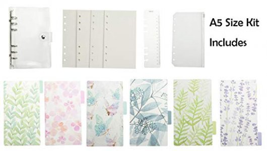 A5 6-Ring Loose Leaf Binder Journal from Chris.W, w/ 80 Insert Pages(Dot Grid/Square Grid/Ruled/Blank) + 6 Index Divider Tabs + 1 Clear Page Maker + 