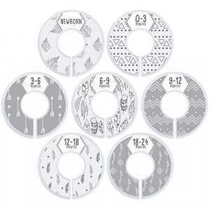 Baby Nest Designs Closet Dividers for Baby Clothes [Unisex Boho] - 7x Baby Clothing Size Age Dividers from Newborn Infant to 24 Months - Boho Baby Cl