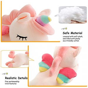 AIXINI Plush Unicorn Stuffed Animal Pillows Toy, 11.8 Inch Cute Soft Pink Unicorn Plushie with Rainbow Wings Gifts for Girls