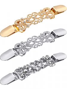 3 Pieces Sweater Shawl Clips Dresses Cardigan Collar Brooch Clip Vintage Shirts Clips for Women Girls (Set 3)