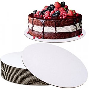 [20 Pack] 12 Inch Round Cake Boards - Grease Proof Cardboard Disposable Cake Pizza Circle Scalloped White Tart Decorating Base Stand