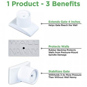 Wall Nanny Extender, 4 Inch Baby Gate Extension (Made in USA) Extends Pressure Mounted Gates, Protects Walls, Stabilizes Gate, for Child, Pet & Dog G