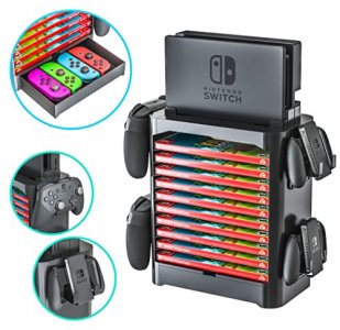 Skywin Game Storage Tower for Nintendo Switch - Nintendo Switch Game Holder Game Disk Rack and Controller Organizer Compatible with Nintendo Switch a