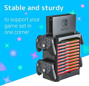 Skywin Game Storage Tower for Nintendo Switch - Nintendo Switch Game Holder Game Disk Rack and Controller Organizer Compatible with Nintendo Switch a
