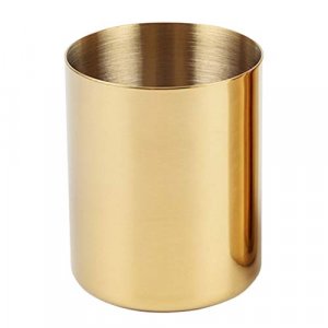 Pencil Cup Holder Desk Organizer, Gold Pen Pot Pen Holder Container Desktop Stationery Organizer Table Vases Flower Pot Makeup Brush Holder,Stainless