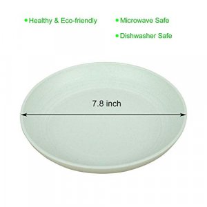 7.8 Inches Unbreakable Wheat Straw Plates - Reusable Plate Set - Dishwasher & Microwave Safe - Perfect for Dinner Dishes - Healthy, BPA Free & Eco-Fr