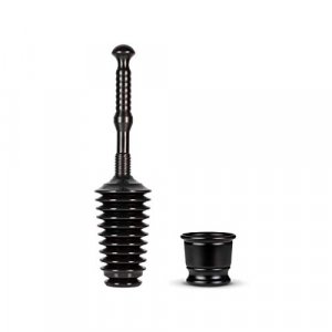 Master Plunger MP500-B3 Heavy Duty Bathroom Toilet Plunger Kit with Short Bucket/Caddy. Equipped with Air Release Valve, Black