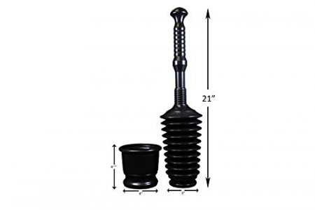 Master Plunger MP500-B3 Heavy Duty Bathroom Toilet Plunger Kit with Short Bucket/Caddy. Equipped with Air Release Valve, Black