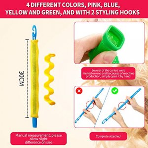 30 Pieces Heatless Hair Waves Curlers Spiral Curls Styling Kit No Heat Hair Curlers Waver Spiral Curlers Hair Rollers with 2 Pieces Styling Hooks for