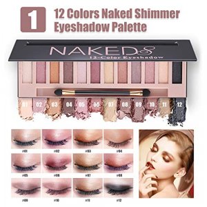 All in One Makeup Kit, Includes 12 Colors Naked Eyeshadow Palette, 5Pcs Makeup Brushes, Waterproof Eyeliner Pencils, Eyebrow Powder and Quicksand Cos