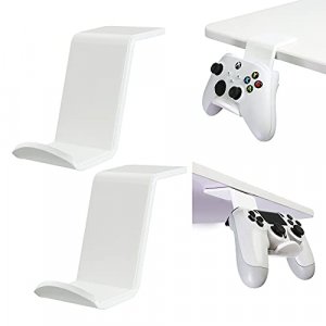 OAPRIRE Under Desk & Desktop Controller Holder Gaming Accessories (2 Pack) for Xbox ONE PS4 PS5 Switch, Universal Controller Stand with Clips (White)