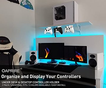 OAPRIRE Under Desk & Desktop Controller Holder Gaming Accessories (2 Pack) for Xbox ONE PS4 PS5 Switch, Universal Controller Stand with Clips (White)