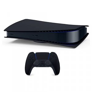 PS5 Console Cover Fit for Disc Edition, ABS Shell, Replacement Faceplate,  with Extra Free Controller Sticker (Black)