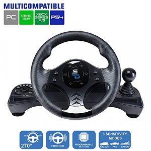 Superdrive - GS750 racing steering wheel with pedals, paddles, shifter and vibration for Xbox Serie X/S, PS4, Xbox One, PS3, PC (programmable for all